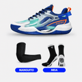 KIT Tênis de Vôlei e Basquete PowerGrip + Meia Antiderrapante + Manguito - Azul Escuro