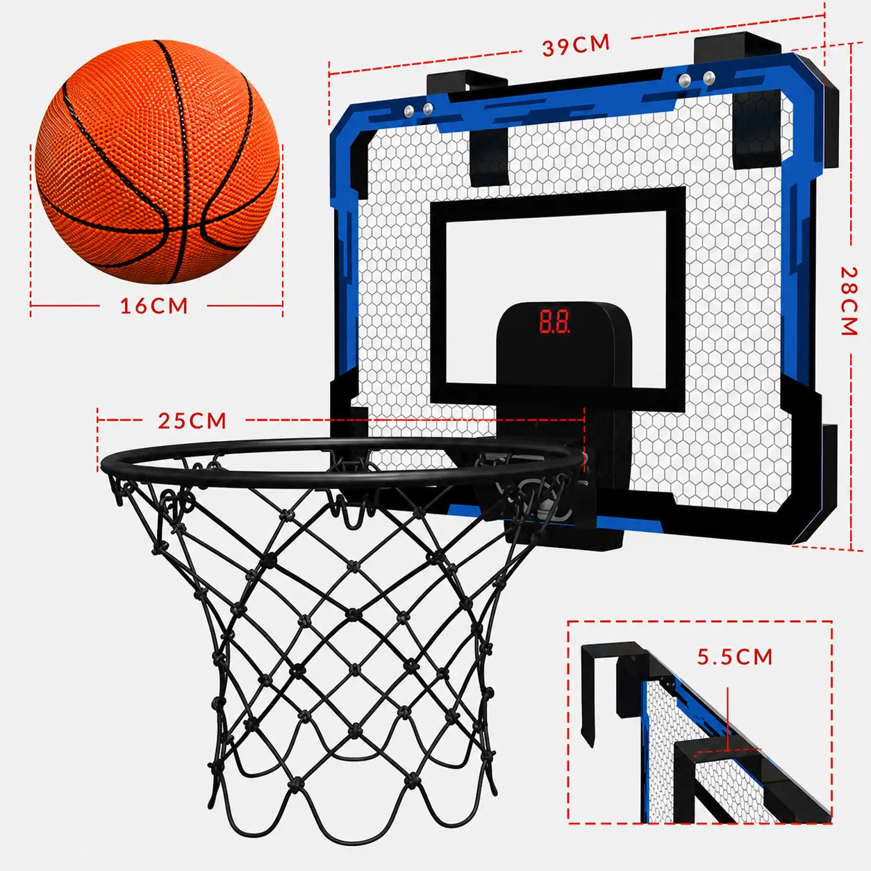 Cesta de Basquete Portátil Com Marcador de Pontos + 3 Bolas de Brinde