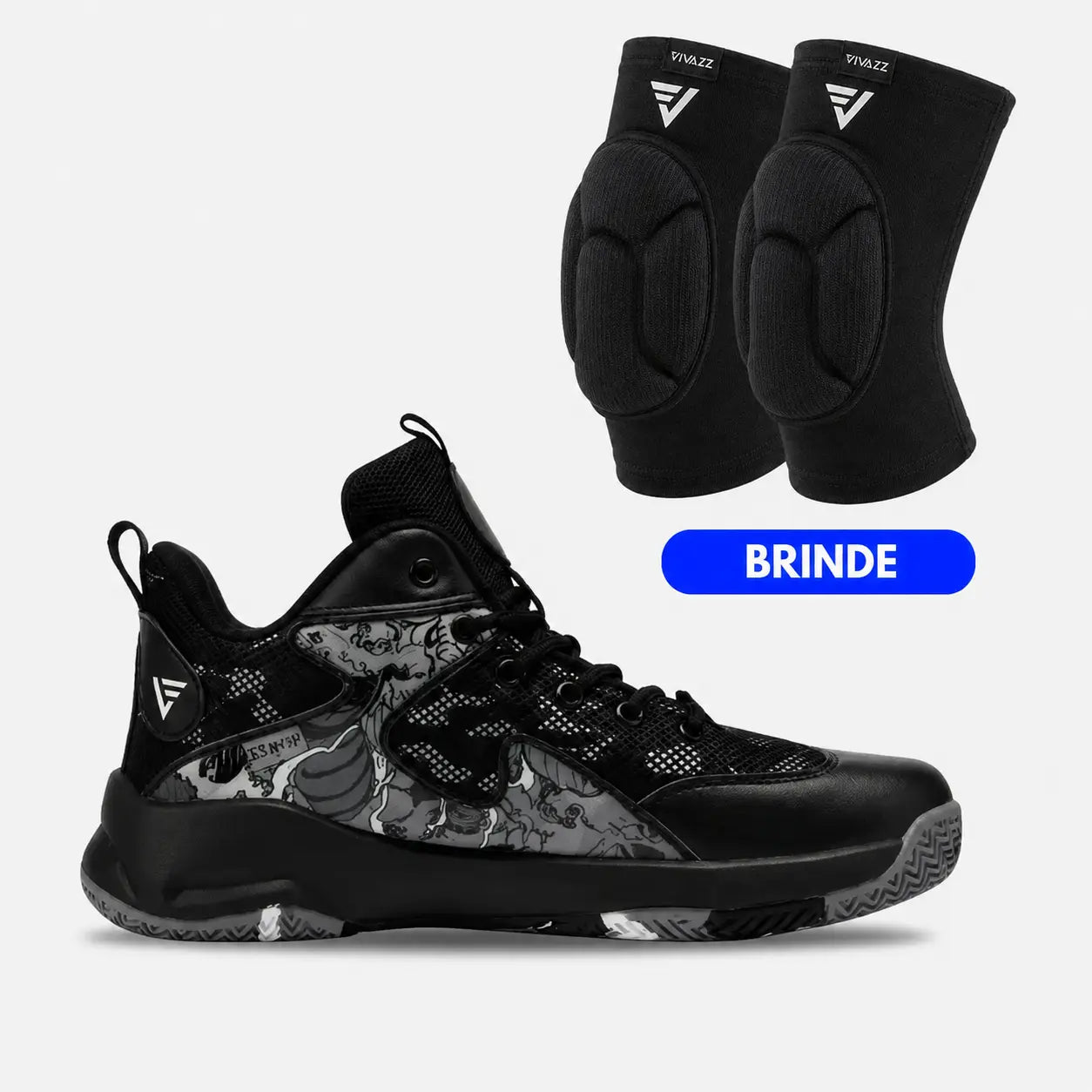 Kit Foam: Tênis de Vôlei Grafite 3.0 + Joelheira com Espuma - SV15
