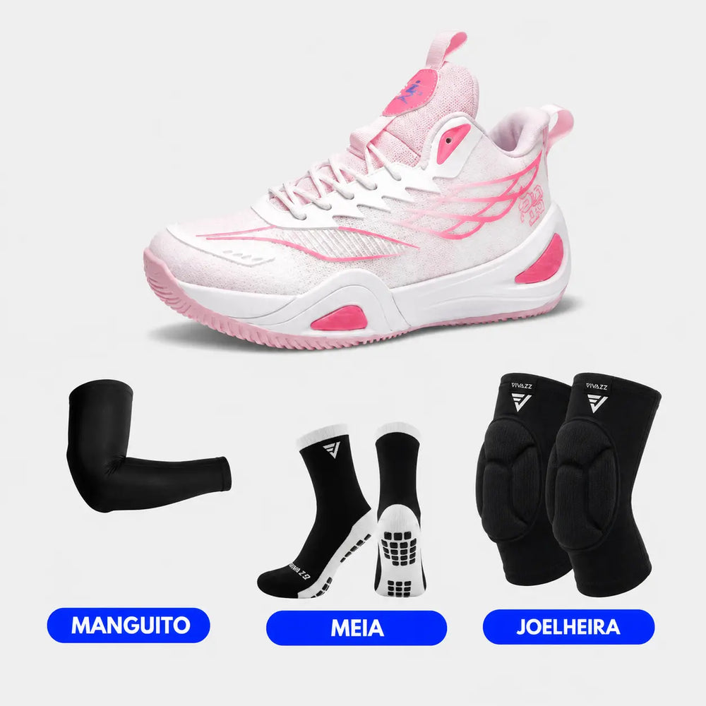 KIT Tênis de Vôlei DunkX - Antiderrapante + Joelheira + Meia + Manguito - SV15