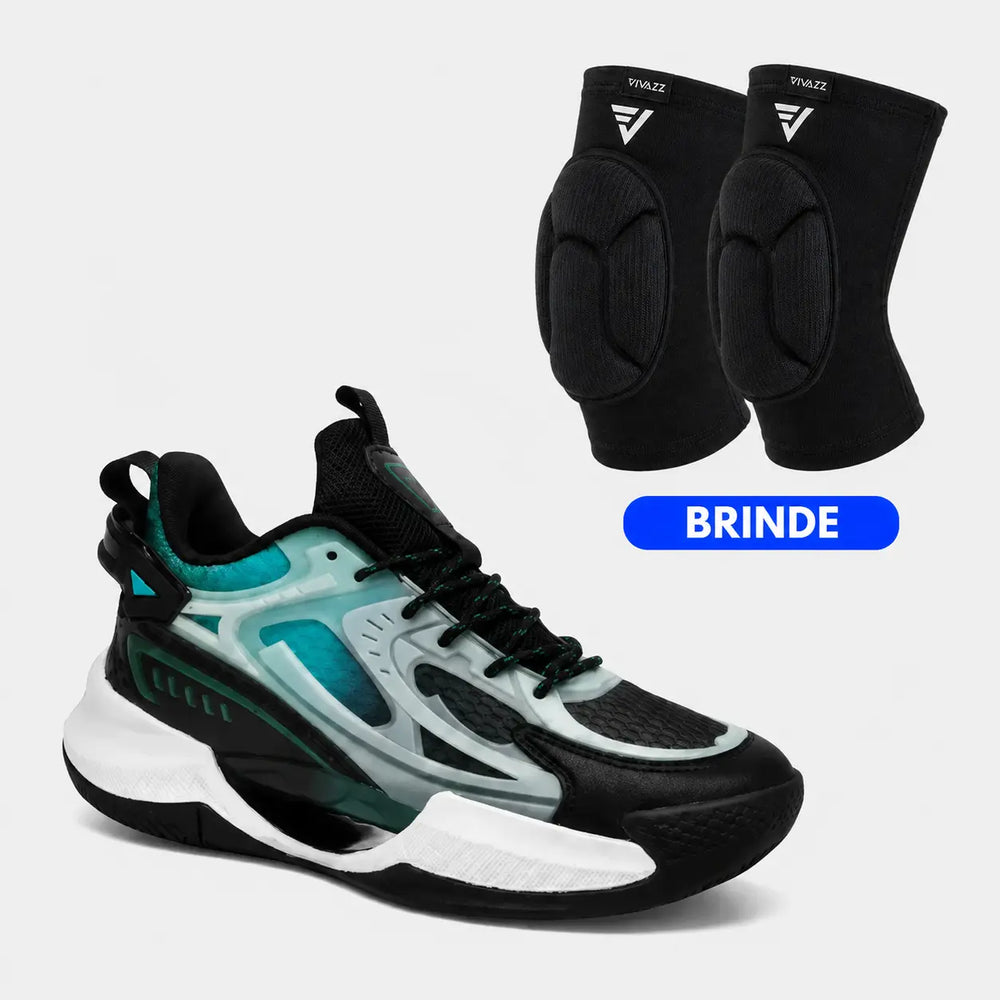 KIT Tênis de Vôlei PowerGrip Black + Joelheira de Brinde
