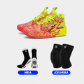 KIT Tênis de Vôlei e Basquete Impact Blaze + Joelheira + Meia Antiderrapante - Vermelho/Amarelo