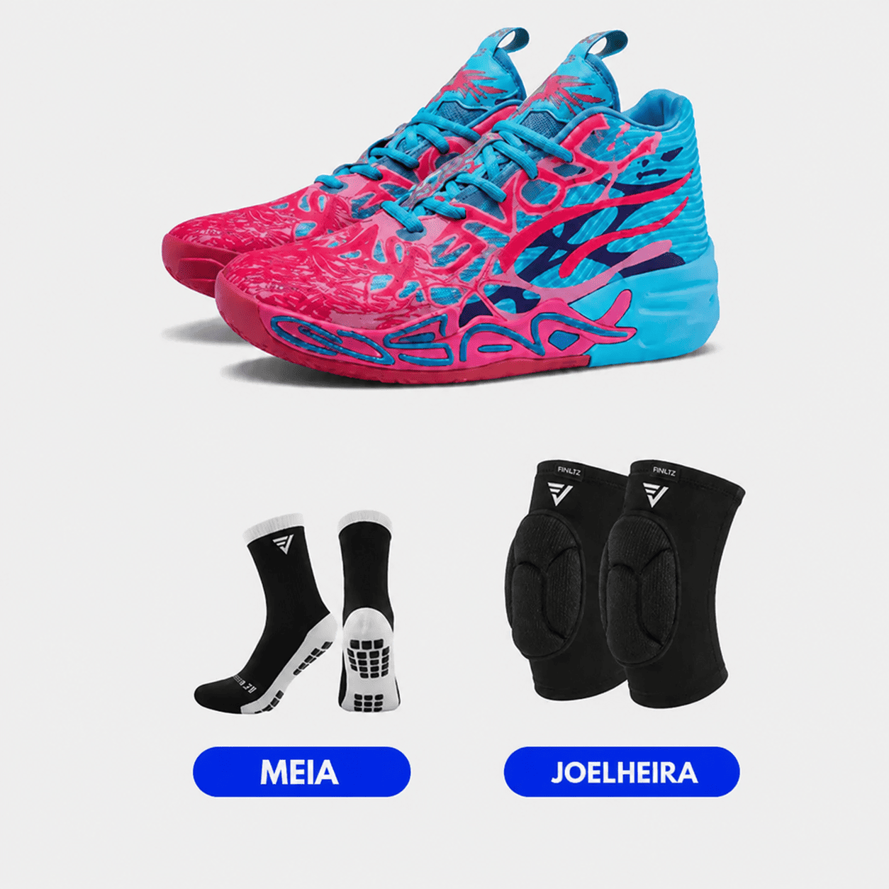 KIT Tênis de Vôlei e Basquete Impact Blaze + Joelheira + Meia Antiderrapante
