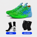 KIT Tênis de Vôlei e Basquete Impact Blaze + Joelheira + Meia Antiderrapante - Azul/Verde