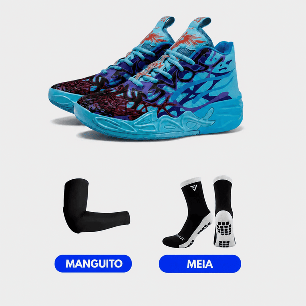 KIT Tênis de Vôlei e Basquete Impact Blaze + Manguito + Meia Antiderrapante OS00
