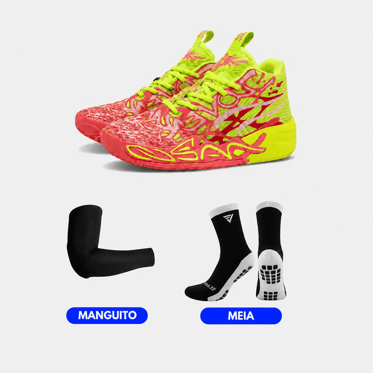 KIT Tênis de Vôlei e Basquete Impact Blaze + Manguito + Meia Antiderrapante
