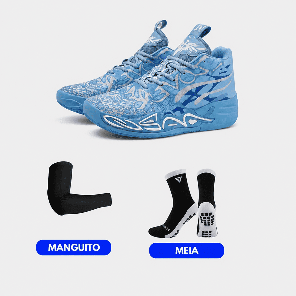 KIT Tênis de Vôlei e Basquete Impact Blaze + Manguito + Meia Antiderrapante