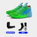 KIT Tênis de Vôlei e Basquete Impact Blaze + Manguito + Meia Antiderrapante - Azul/Verde