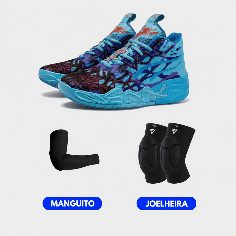 KIT Tênis de Vôlei e Basquete  Impact Blaze + Manguito + Joelheira