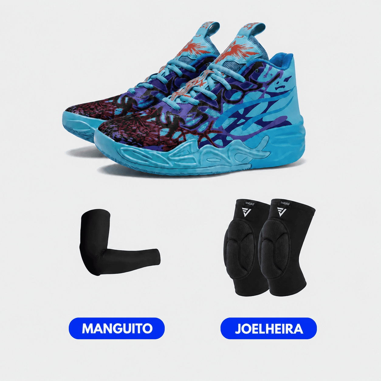 KIT Tênis de Vôlei e Basquete  Impact Blaze + Manguito + Joelheira