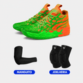 KIT Tênis de Vôlei e Basquete  Impact Blaze + Manguito + Joelheira - Laranja/Verde