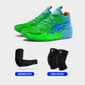KIT Tênis de Vôlei e Basquete  Impact Blaze + Manguito + Joelheira - Azul/Verde