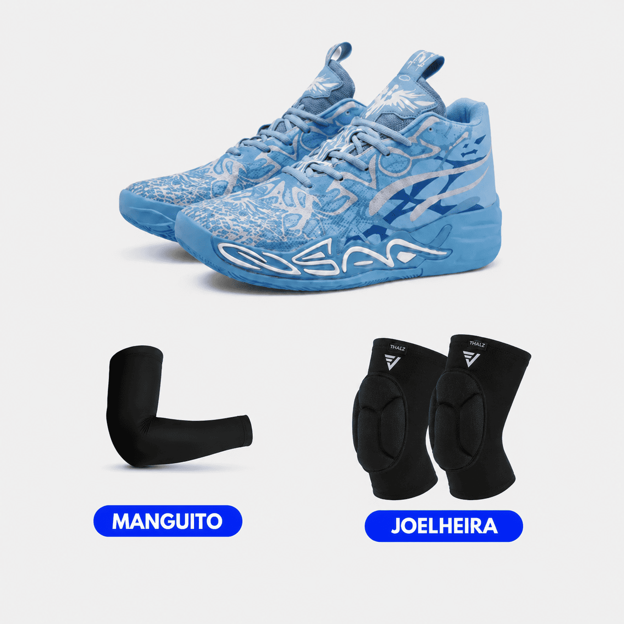 KIT Tênis de Vôlei e Basquete  Impact Blaze + Manguito + Joelheira