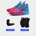KIT Tênis de Vôlei e Basquete  Impact Blaze + Manguito + Joelheira - Azul/Vermelho