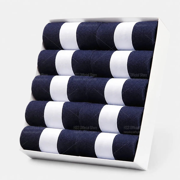 Tamanho UNI - 10 Pares de Meia de Algodão Premium | Respirável e Macia - Azul marinho