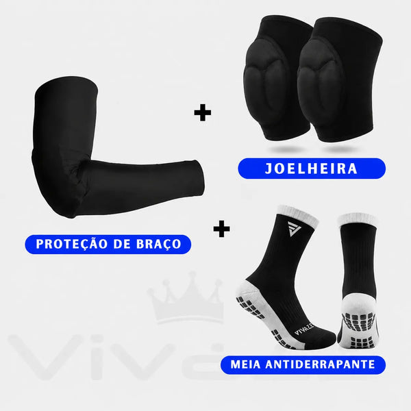 Kit Completo para Vôlei: Manguito + Meia + Joelheira