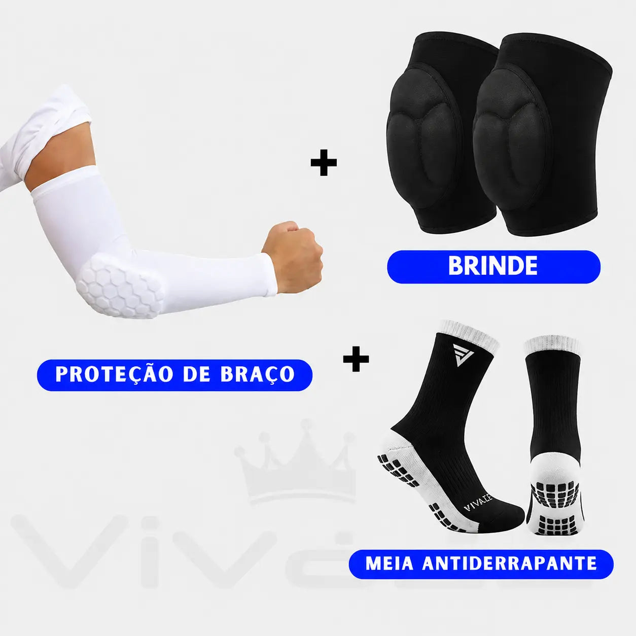 Kit Completo para Vôlei: Manguito + Meia + Joelheira
