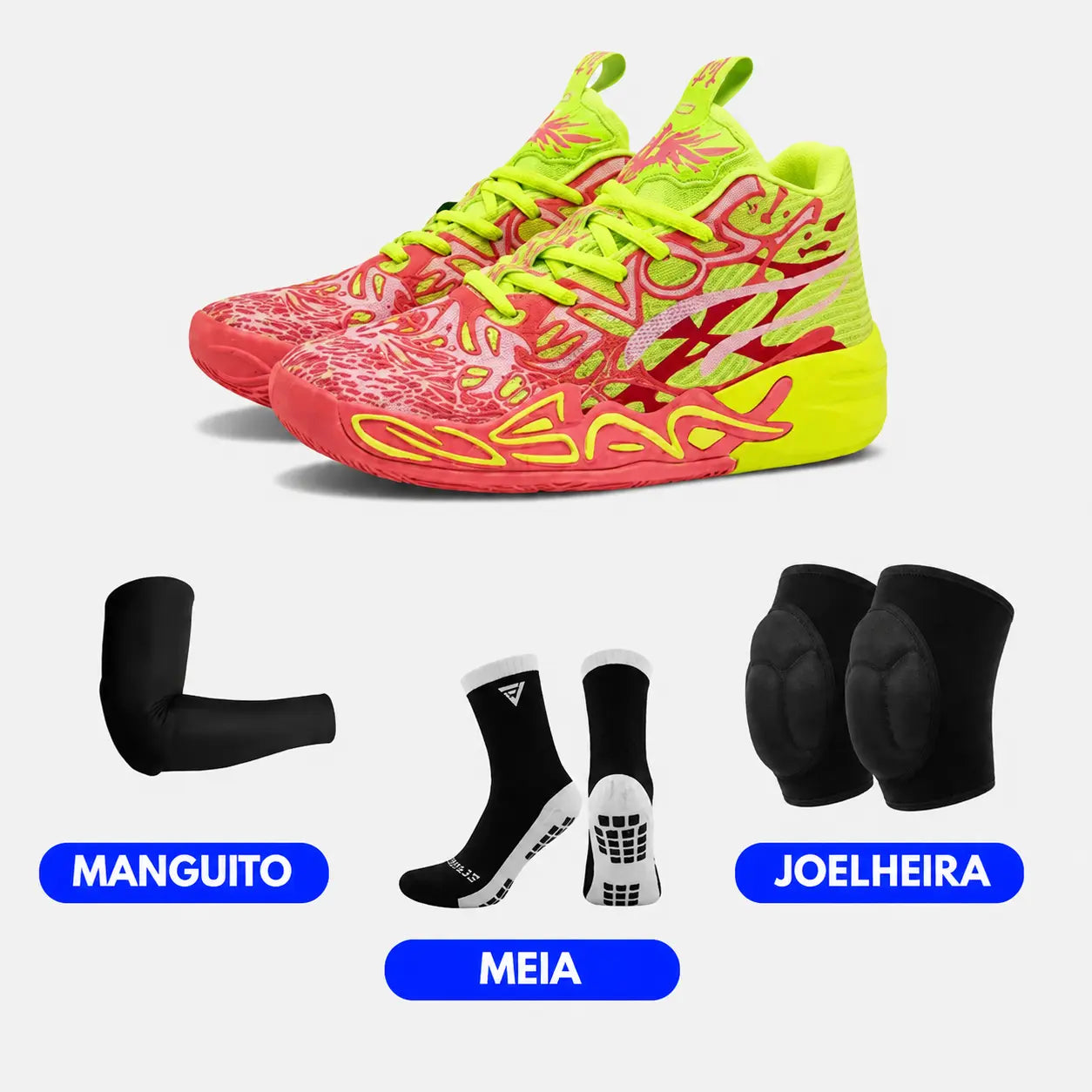KIT Tênis de Vôlei Impact Blaze + Joelheira + Meia + Manguito