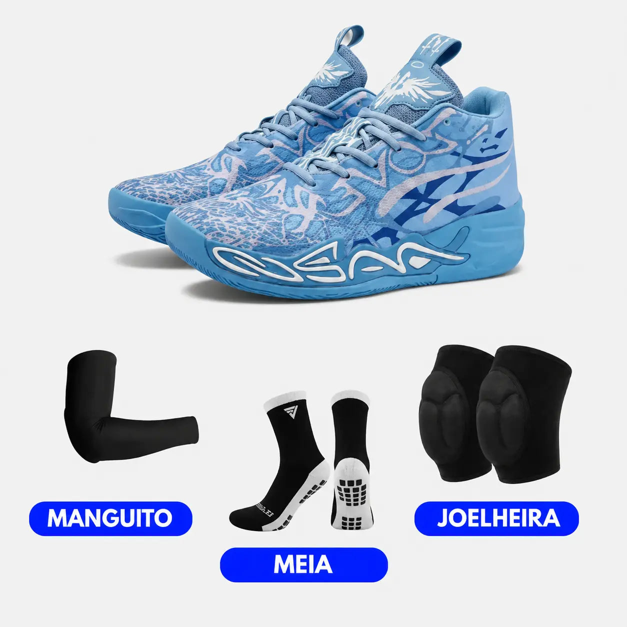 KIT Tênis de Vôlei Impact Blaze + Joelheira + Meia + Manguito