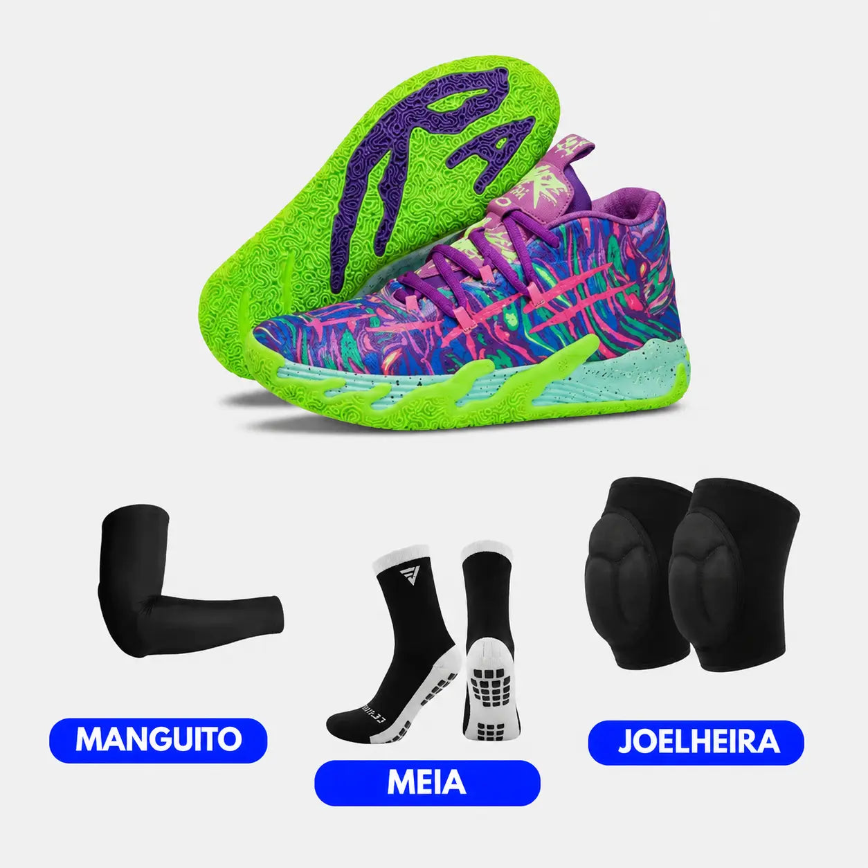 KIT Tênis de Vôlei AeroDunk + Joelheira + Meia + Manguito