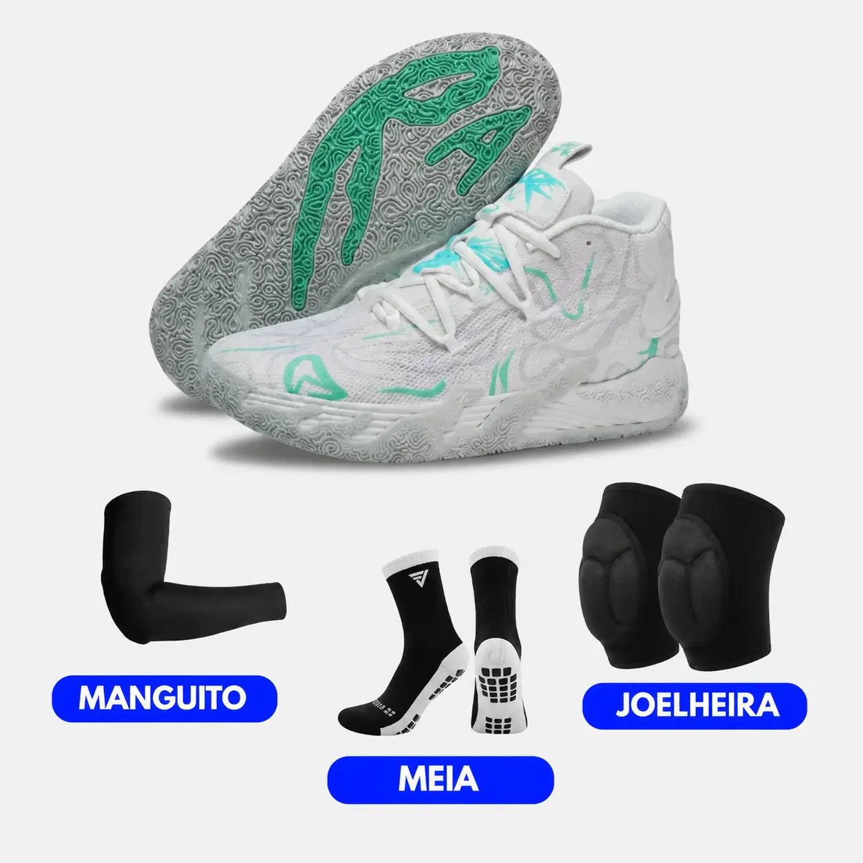 KIT Tênis de Vôlei AeroDunk + Joelheira + Meia + Manguito