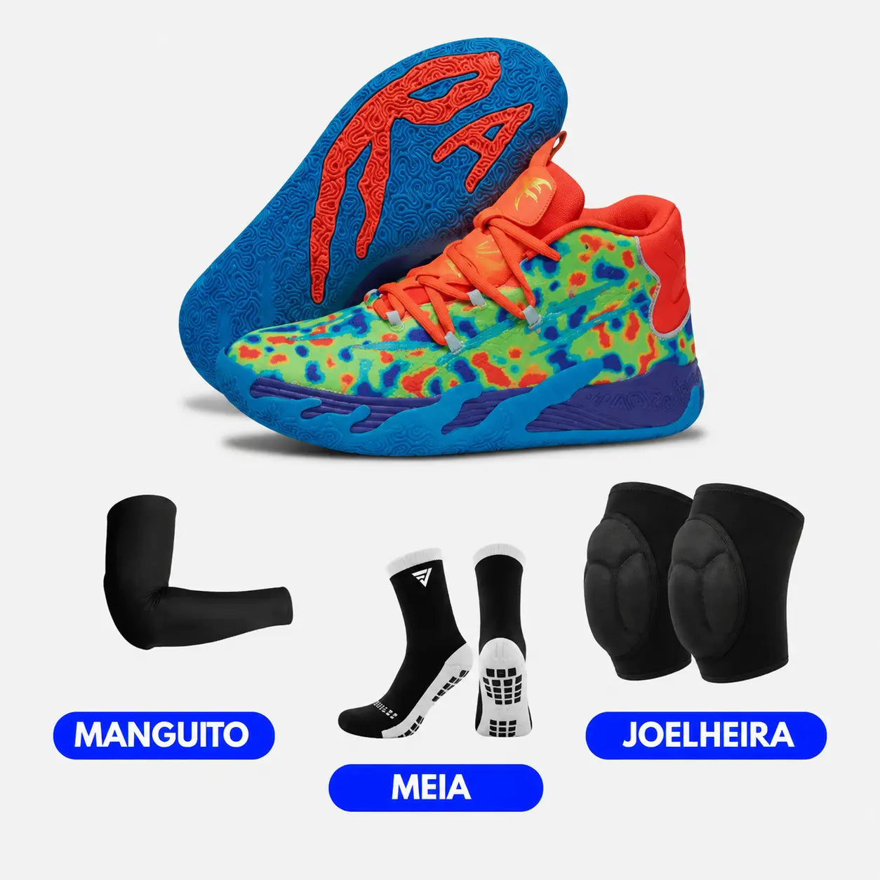 KIT Tênis de Vôlei AeroDunk + Joelheira + Meia + Manguito