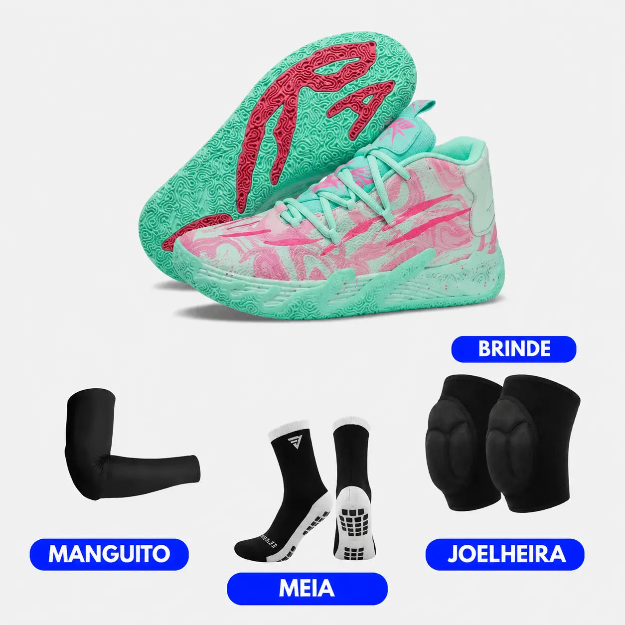 KIT Tênis de Vôlei AeroDunk + Joelheira + Meia + Manguito