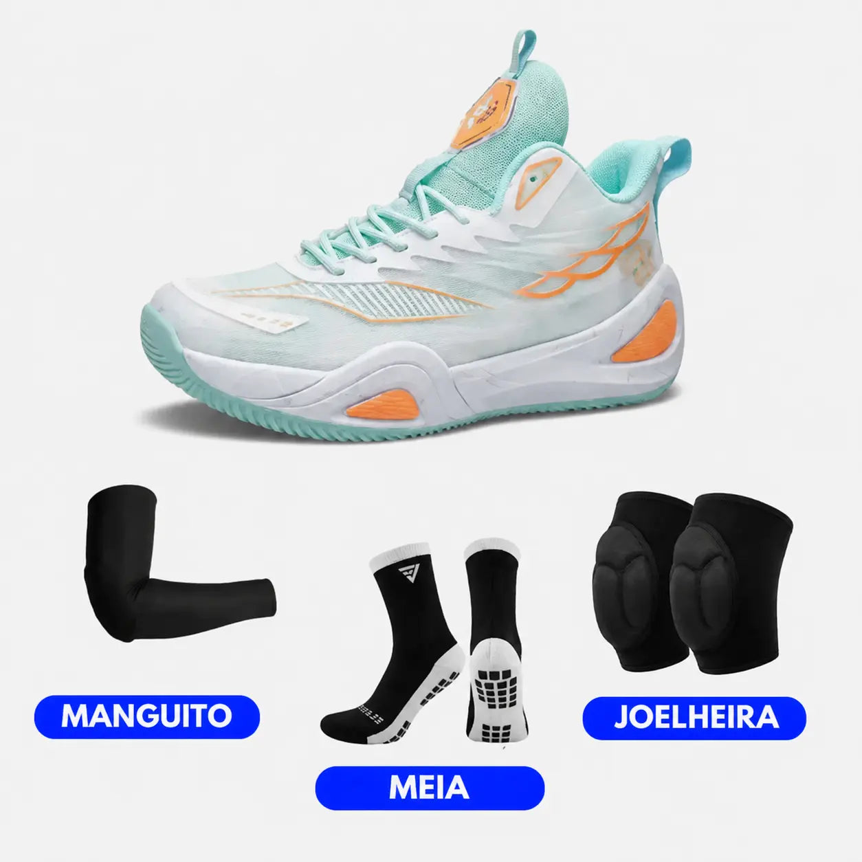 KIT Tênis de Vôlei DunkX - Antiderrapante + Joelheira + Meia + Manguito