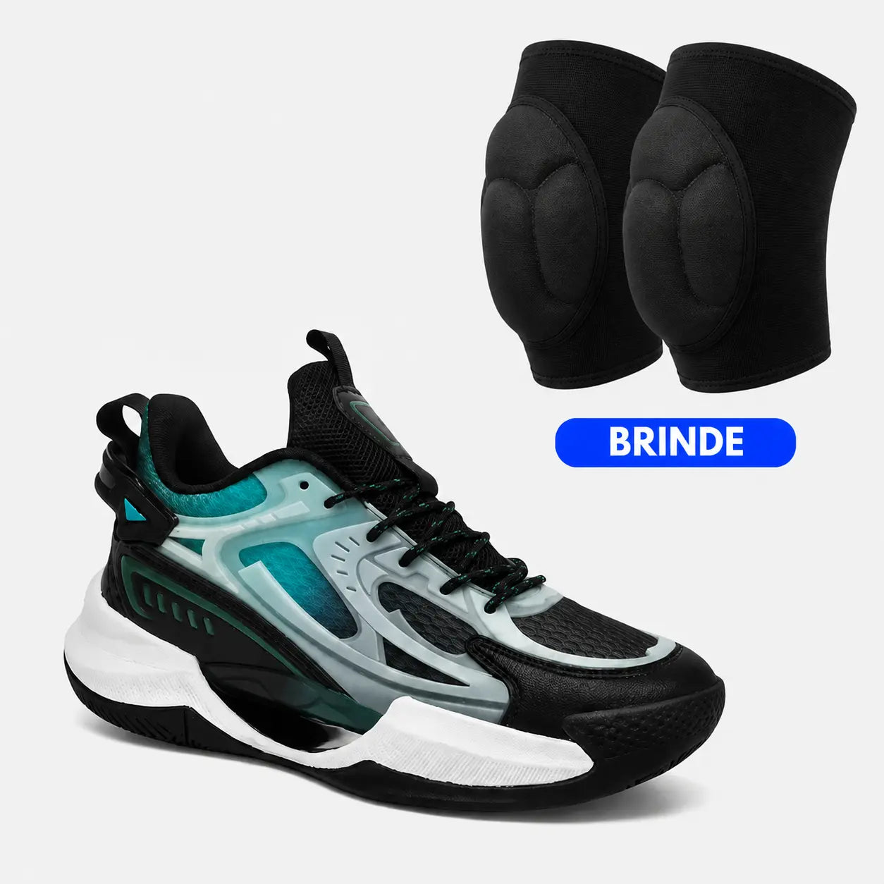 KIT Tênis de Vôlei PowerGrip Black + Joelheira de Brinde