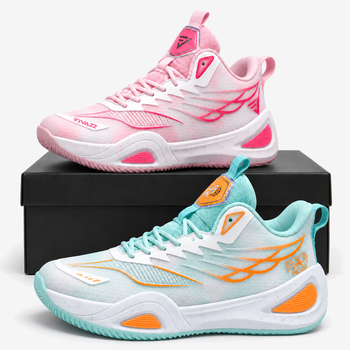 Dunk X — par misto rosa e verde-água — par com caixa
