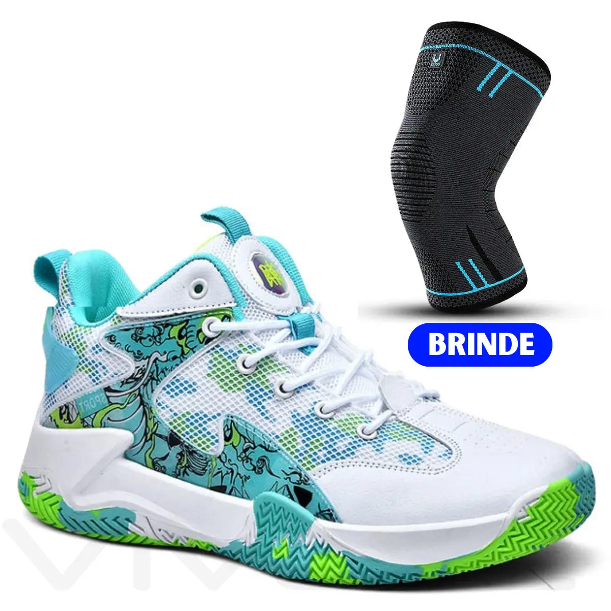 Kit Profissional: Tênis de Vôlei Grafite 3.0 + Joelheira de Compreensão