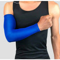 Manguito de Compressão Longo para Basquete | Proteção UV, Ajuste Anatômico e Alta Performance - 2x Azul