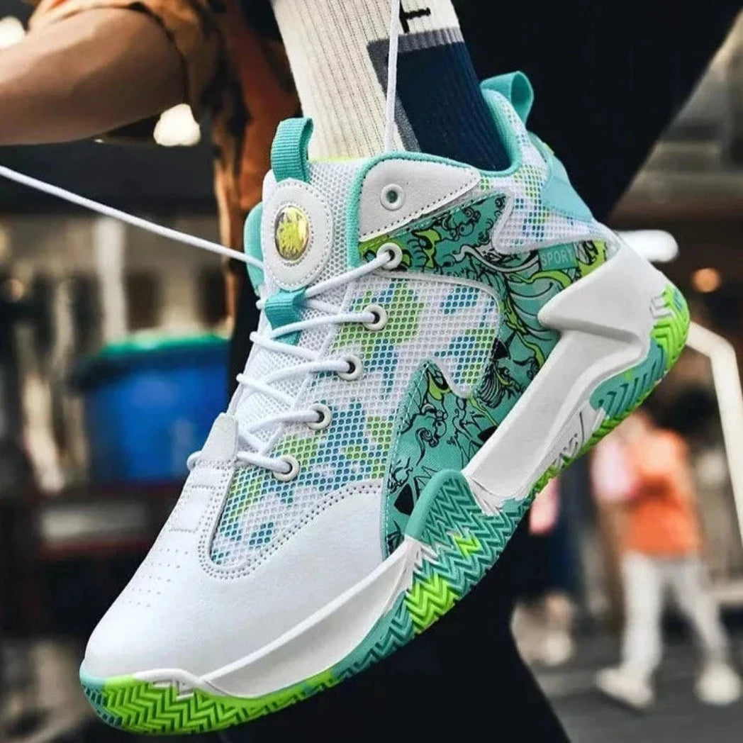 Tênis de Basquete Aesthetic Grafite 3.0 | Respirável e Antiderrapante- Branco/Verde