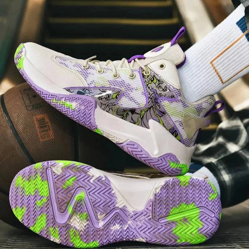 Tênis de Basquete Aesthetic Grafite 3.0 | Respirável e Antiderrapante- Branco/Roxo