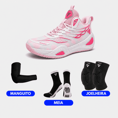 KIT Tênis de Vôlei DunkX - Antiderrapante + Joelheira + Meia + Manguito