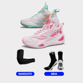 KIT Tênis de Vôlei e Basquete DunkX - Manguito + Meia | Antiderrapante - Rosa/Verde