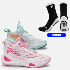 KIT Tênis de Vôlei DunkX + Meias Grátis - Rosa/Verde