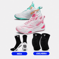 KIT Tênis de Vôlei e Basquete DunkX - Antiderrapante + Joelheira + Meia - SV15 - Rosa/Verde