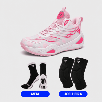 KIT Tênis de Vôlei e Basquete DunkX - Antiderrapante + Joelheira + Meia - SV15